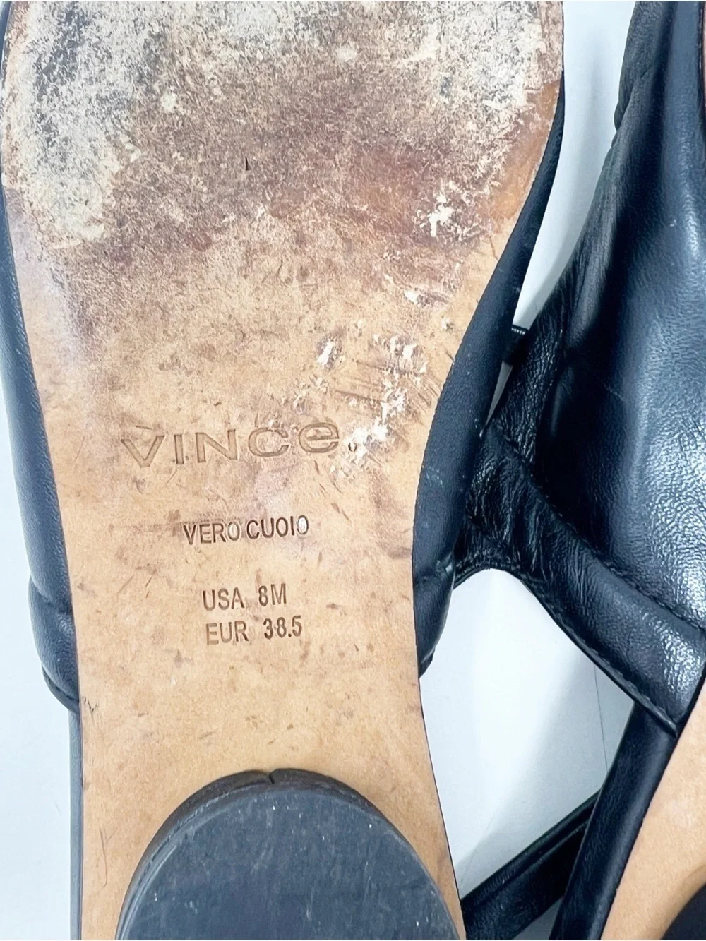 VINCE VENICE SLINGBACK BLACK LEATHER SQUARE TOE MARY JANE BALLET FLATS WOMENS 8